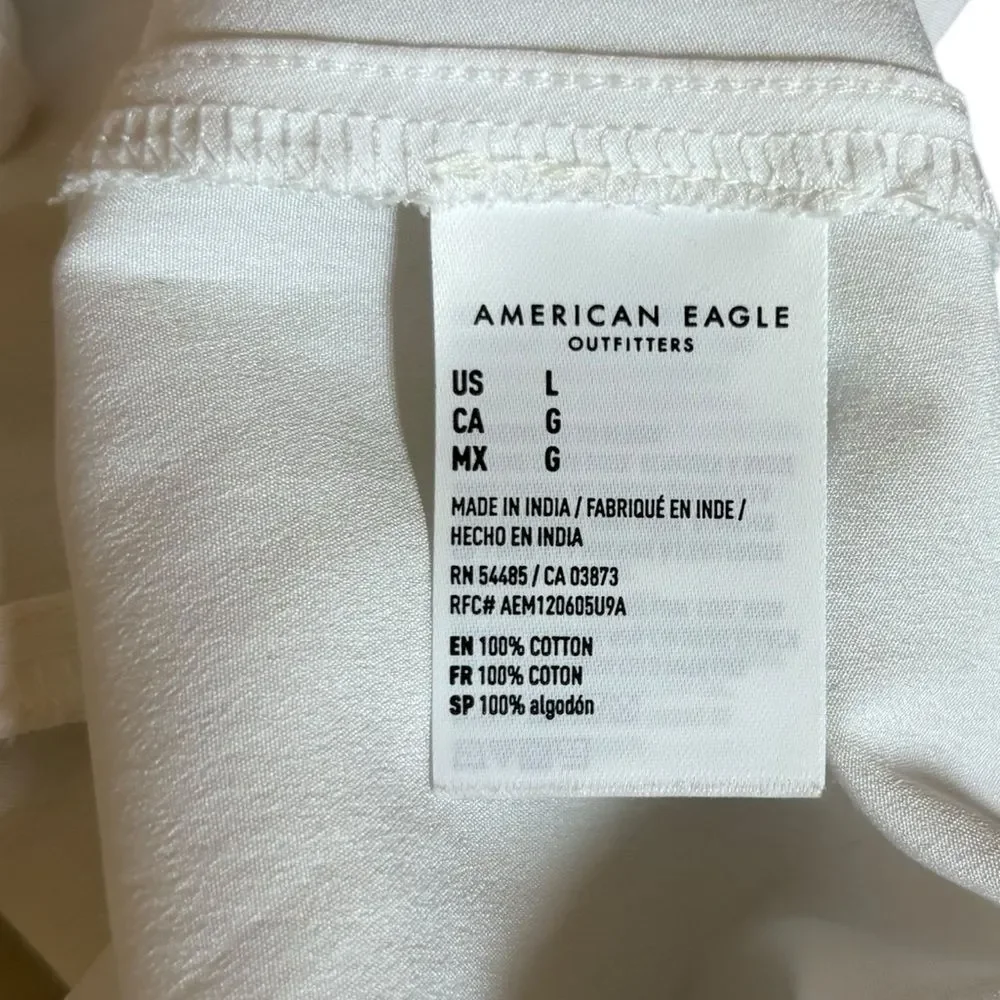 American Eagle Babydoll Mini Dress Strappy Open Back Womens Size Large White